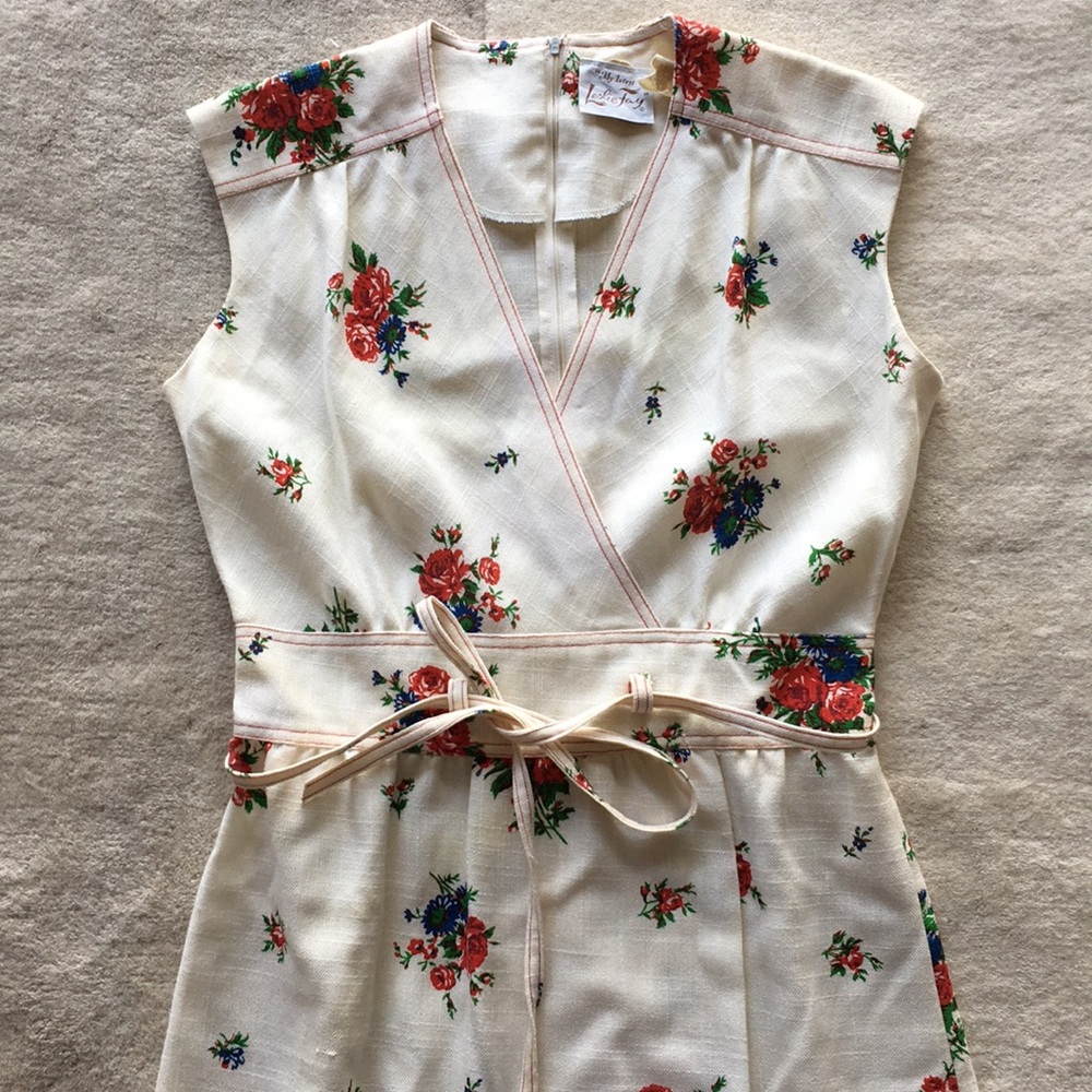 Vintage floral linen midi dress - Picture 6 of 6